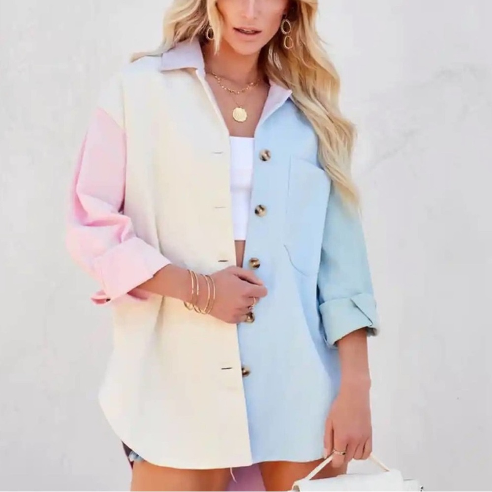 Vici all for love color block shacket